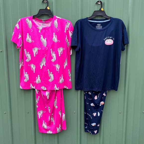Women’s Ultra Soft Short Sleeve Pajama Lounge Sleep 2, 2-Piece Sets Size L - Picture 1 of 15
